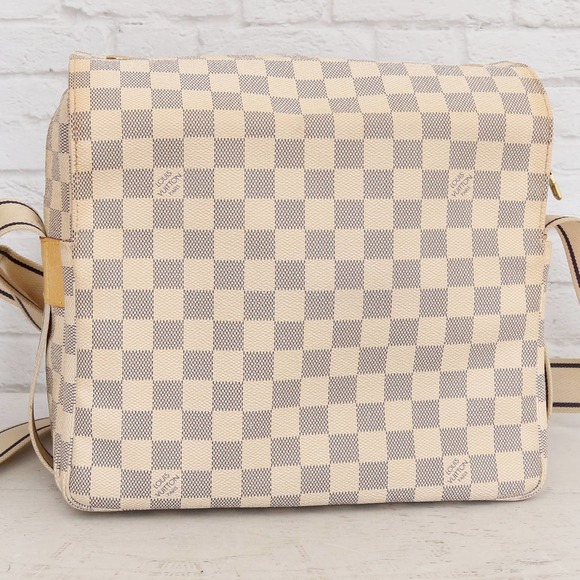 Louis Vuitton Naviglio Damier Azur Crossbody White Shoulder Bag Messenger Purse - Picture 6 of 16